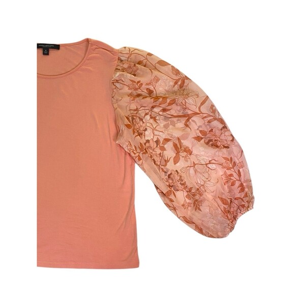 Marc New York Andrew Marc Womens Medium Peach Long Sleeve Floral Sheer Sleeves - Picture 10 of 10